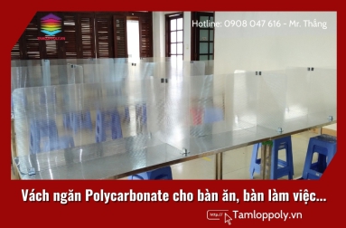Vách ngăn Polycarbonate ngăn giọt bắn, cách âm cho bàn làm việc, bàn ăn,… giá rẻ